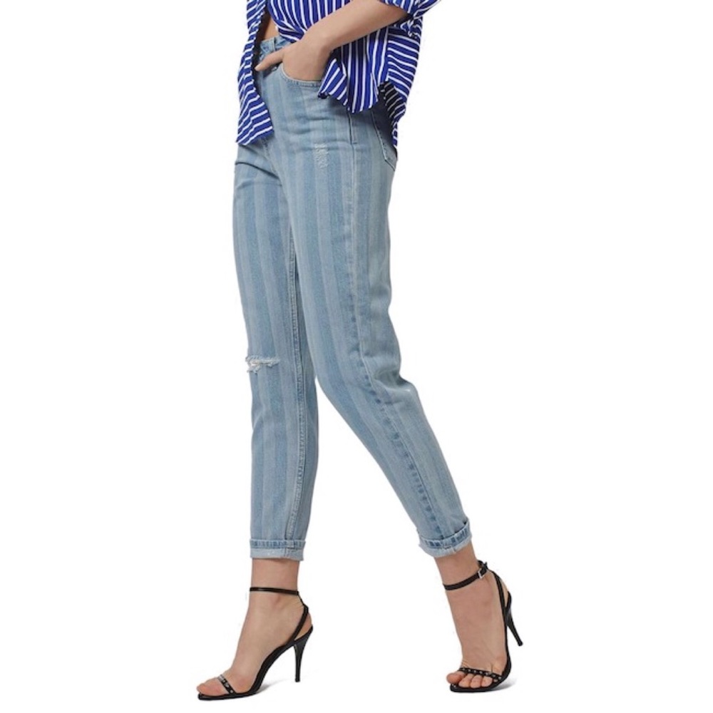 Like New Topshop Striped Mom Jeans